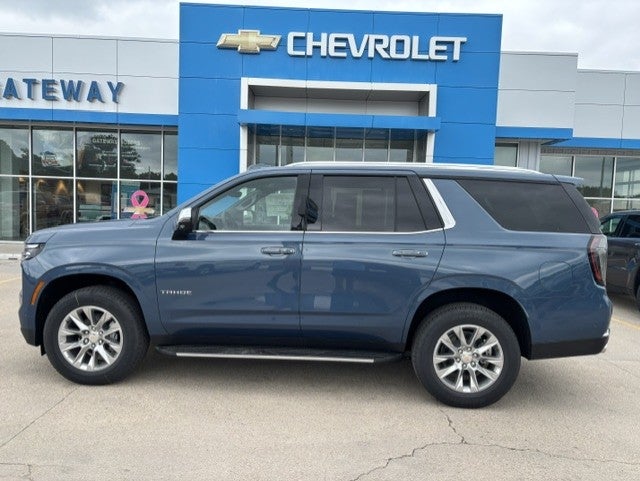 2026 Chevrolet Tahoe Premier in Lakeshore Blue Metallic — front three-quarter view