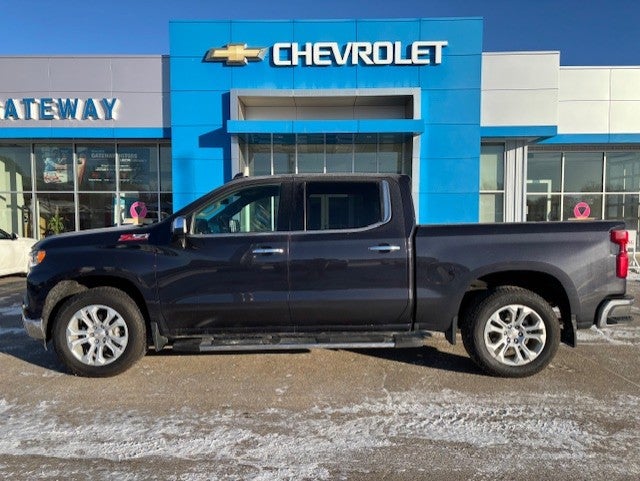 2024 Chevrolet Silverado 1500 LTZ in Dark Ash Metallic — front three-quarter view