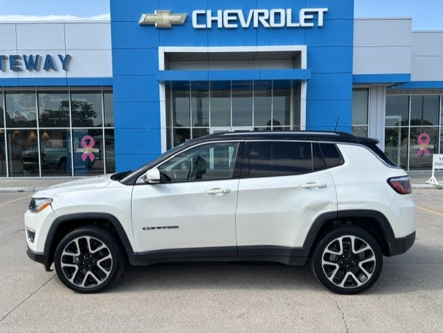 2018 Jeep Compass Limited in White — front three-quarter view